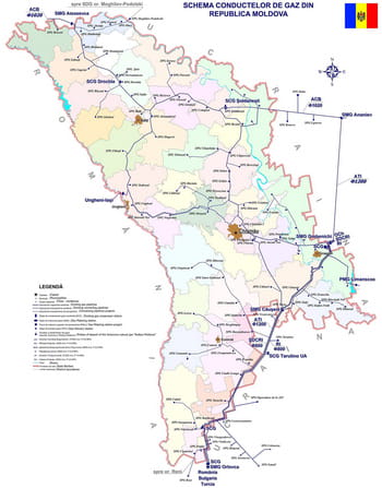 Кара системы газопроводов Молдовы по состоянию на 2019 год