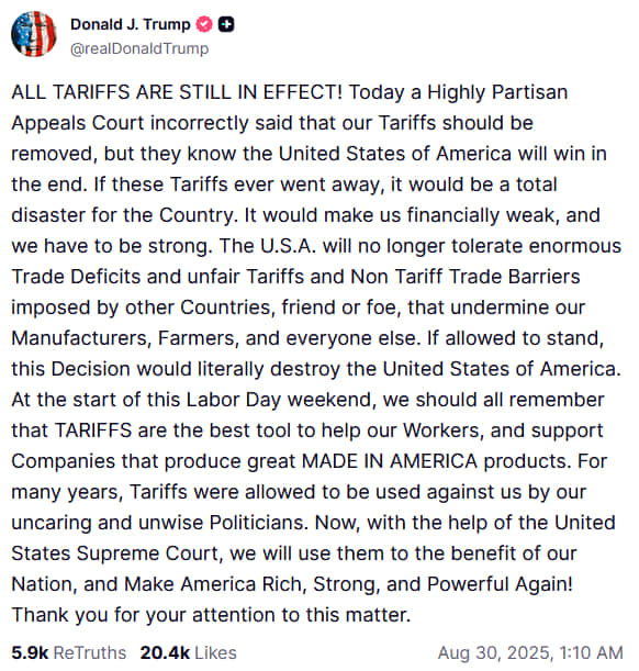 Скриншот: Truth Social