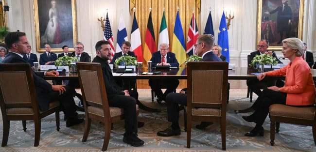 Зустріч у Білому домі 18 серпня 2025 року за участі європейських лідерів Зустріч у Білому домі 18 серпня 2025 року за участі європейських лідерів