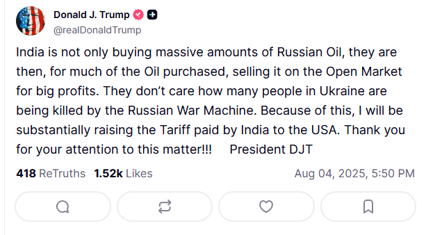 Скриншот: Truth Social