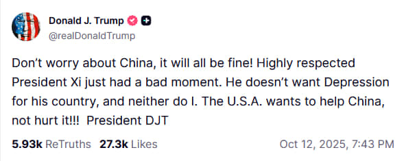 Скриншот: Truth Social Скриншот: Truth Social