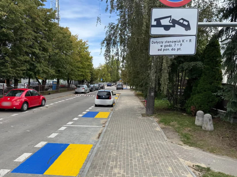 Мешканців одного з міст Польщі обурила синьо-жовта розмітка біля шкіл