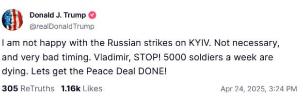 Скриншот: Truth Social Скриншот: Truth Social