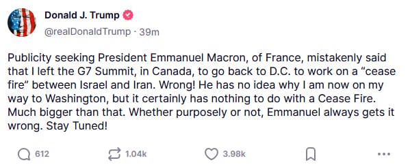 Trump  » ran  » on the macron after the G7 summit and hinted at something  » great  »